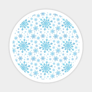 Pretty Blue & White Winter Snowflake Pattern Magnet